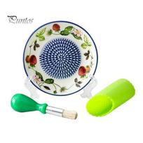 Non Electric Food Processor Ceramic Garlic Ginger Grater, 2-in-1 Manual Shredder Plate for Puree Durable Grinding Paste, Rust-Proof Non-Slip white