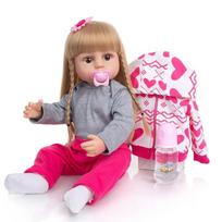 55 cm Bebe Doll Reborn Toddler Girl Rožinė princesė Labai minkšta viso kūno silikoninė graži lėlė Real Touch žaislinės dovanos 55 cm beige