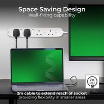 Masterplug Swc4210n-mp 2 m ilgio vieno lizdo jungiklio ilgintuvas - baltas, 5,4 x 2,6 x 32,4 cm