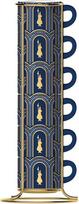 Bialetti Art Deco Glamour 6 espresso puodelių rinkinys, mėlynas, su metaliniu rėmu