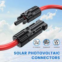 Moswag saulės kabelis 1 m, 4 mm² 12awg saulės baterijų ilgintuvas, saulės ilgintuvas su kištuku ir lizdu saulės baterijų kištukui, saulės valdikliui, akumuliatoriui