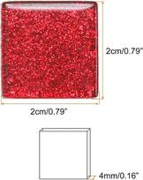 Sourcing map mozaikos stiklo plytelės blizgūs krištolo stiklo gabalėliai masės kvadratas blizgučiai kristalas 2 x 2 cm namų dekoravimo amatams 50 vnt. pakuotė (200 g tamsiai raudona)