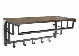Sieninė lentynėlė su drabužių kabliukais „LOFT“