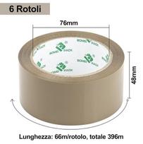 Bomei Pack 6 ritinių ruda pakavimo juosta 66 m x 48 mm, skirta pakuoti dėžes ir kartoną