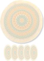 Flanacom apvalūs padėkliukai, 6 vnt., 36 cm, boho stiliaus dekoratyviniai padėkliukai, medžiaginiai padėkliukai, stalo padėkliukas, valgomojo stalui (mėlyni)