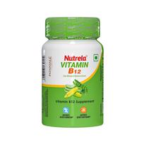 Nutrela Vitamin B12 Plant-Based Supplement for Men & Women with Moringa Aloe Vera 30 Veg Capsules white