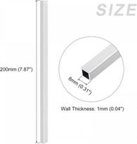Sourcing map kvadratiniai aliuminio vamzdžiai 8 mm x 8 mm x 1 mm x 200 mm 6063 aliuminio vamzdžiai buitiniams prietaisams, 4 vnt.