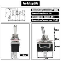 Powice 6 jungiklių paketas, 12 V/15 A, mini valties 3 kontaktų 3 padėčių jungiklis 12 V, 12 V/230 V jungiklis, tinkamas montuoti namuose, automobiliuose ir elektriniuose prietaisuose, juodas