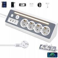 Prailgintuvas su 4 lizdais, 2x Usb-c, 1x Usb-a, 250v