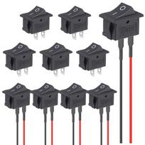 Vexunga Jungiklis 12 V įjungimo/išjungimo 5 vienetų mini valties svirtinis jungiklis su laidu ir 5 vienetų valties mikro jungiklis 2 kontaktų 2 padėčių 10a 125v 6a 250v Spst juodas stačiakampis įmontuojamas (10 vnt. pakuotė)