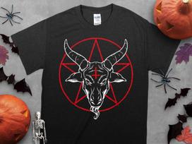Baphomet goat Unisex T-Shirt | Satanic Pentagram T-Shirt | Devil Worshippers Shirt | Satanic Symbols Shirt | Gift Death Metal ConcerT-Shirt 3XL