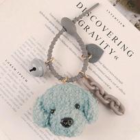 New Cute Plush Poodle Dog Pendant Key Chains For Women Men Girls Car Key Ring Keychain Bag Charm DIY Accessories Couple Gift A33 beige