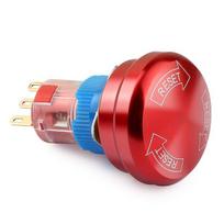 Cldiy metalinis avarinio stabdymo mygtuko jungiklis 16 mm 5 a/5-250 vac 3 kontaktų maitinimo išjungimo apvalus savaime užsirakinantis vandeniui atsparus grybo formos galvutės jungiklis vienas atviras ir vienas uždaras raudonas 1 vnt.