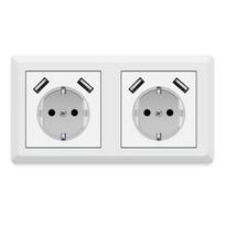 Lizdai su usb, (maks. 5 v 3.4 a) schuko lizdas usb įterptinė sistema 55 grynai balta blizgi sieninė rozetė tik 32 mm gylio (usb c baltas (3.4 a))
