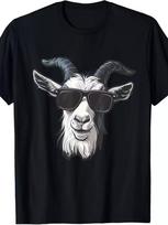 Funny Goat in Fashion Glasses Graphic T-Shirt - Black & White Casual Loose Fit U 2XL black