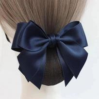 Satin Bow Hair Bun Net Fadeless Colorfast Mesh Secure Hold Hair Accessory for School Teachers Daily Work A1 black
