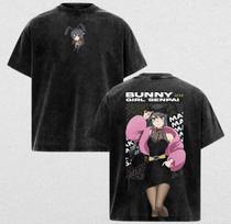 Triušiuko mergaitė Senpai Anime Marškinėliai Vyrams Moterims Drabužiai Mai Sakurajima Išskalbti Oversized Marškinėliai Vasaros Trumpomis Rankovėmis Poliesterio T-shirt Viršūnės 2XL juoda