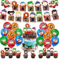 South Park Birthday Party Supplies Set with Banner, Cupcake Toppers, Balloons for Kids Boys Girls Adults Theme Decoration