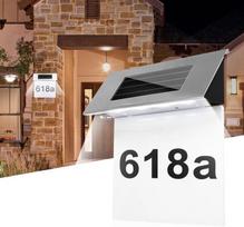 Hiullen namo numeris su apšvietimu, saulės energija, 4 led, saulės namo numeris su prieblandos jungikliu, led namo numerio ženklas, nerūdijančio plieno namo numerio šviestuvas, atsparus vandeniui lauko prieblandos jungiklis su numeriais
