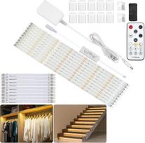 Led juosta šiltai balta 5 m, po spintele montuojama virtuvės apšvietimo juosta su rf nuotolinio valdymo pulteliu vitrinai, virtuvei, stalui, lentynai, spintelei, 2700 k