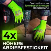 Mk-glove atspindinčios darbo pirštinės su grubia latekso danga (6 poros) - apsauginės pirštinės statybų aikštelei ir dirbtuvėms - patvarios sodo pirštinės - 9 - l - neoninės