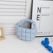 Madingas mini puffer krepšys dygsniuotas apskritas telefono piniginė Elegantiškas purpurinis minkštas nailoninis paminkštintas raktų maišelis Paprasta tendencija rankinė gray