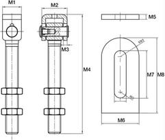 2 x So-tools® Vartų vyris M24 U 190 mm su privirinamu skirtuku, reguliuojamas konstrukcinis vyris durų vyriai