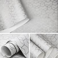 Pilkas Sidabrinis Mažas Geometrinis Popierinis Tapetų Ritinys Televizoriaus Sienai. No adhesive white