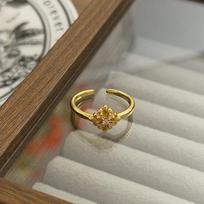 Vintage Light Luxury Gold Iris Diamond Zircon Ring Medieval Vintage Stacked Ring Adjustable opening gray