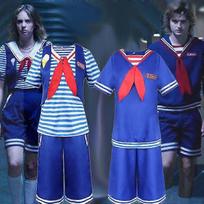 Stranger Cosplay Things 3 Costume Robin Steve Harrington Scoops Ahoy Adult Sailor Uniform Halloween Carnival Party Suit XXXL mėlyna
