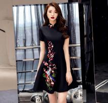 Daily cheongsam spring new young improved cheongsam less Chinese style elegant and thin dress XL gray
