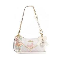 COACH shoulder bag [Customized bag] Teri 25 brand micro-label detachable strap bow silk scarf extension chain printed Heart-free gift box style balta