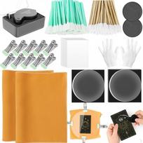 221 Pieces Trading Card Grading Tool Set Soft Suede Cloths Athletic Cleaning Kit orange