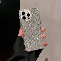 New luxury rhinestone iPhone16 mobile phone case for 16Promax Apple 14 full diamond 11 protective case 15 women IP14PLUS gray