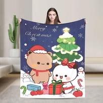 Bubu Dudu Christmas Flannel Blanket Winter Soft Warm Throw Blanket for Kids Adult Home Decor Graphic Bedspread Sofa Bed Cover Size: 75*100cm, Weight: 230 GSM red