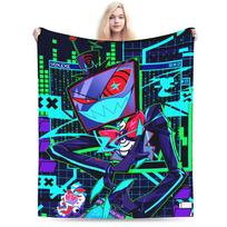 Atsipalaiduokite Alastor Vox pliušiniai pledai Vaikams Hazbines Viešbučiai Flanelinis metamas pledas Miegamajam Super šiltas kokybiškas lovatiesės užvalkalas Dovana Size: 75*100cm, Weight: 230 GSM blue