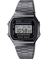 CASIO A168WGG-1ADF Vintage Black Dial Black Stainless Steel Band Digital Watch / Digital Watch, Authentic Casio gray