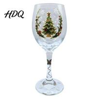 Santa Claus Wine Cup Christmas Theme Stemmed Glass Goblet Hand Painted Snowman Sock Party Drinkware Wreath Glass Holiday Drinkware Gift for Friends D white