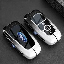 3 mygtukų metalinis automobilio rakto dėklas Dangtelis Rakto apsauginis apvalkalas Raktų pakabuko pakabukas Ford Ranger Everest Mustang F150 priedams Lipdukas gray