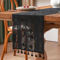 Gėlių raštas Boho staltiesė Nertas nėrinys Vintažinė staltiesė Valgomojo kambarys 30*150cm raudona