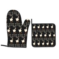 Goose Goose Peace Was Never An Option Oven Mitts and Pot Holder Sets of 2 for Baking Cooking BBQ Resistant Non-Slip Gloves One Size gray