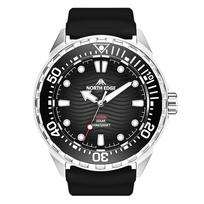NORTH EDGE TRITON Men's Watch, Solar Quartz, 300m Water Resistant, Unidirectional Rotating Bezel, Luminous Hands, Ceramic Bezel, Stainless Steel black