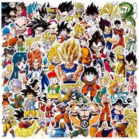 50pcs Anime Sticker Cartoon Son Goku Vegeta Graffiti Stickers Phone Guitar Laptop Notebook Suitcase Cup Waterproof S black