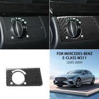 For Mercedes W211 Benz E-Class 2003-2009  Carbon Fiber Car Headlight Switch Button Sticker Frame Trim Cover Auto Assesories gray