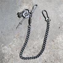 Retro metalinė kaukolės formos U-kabliuko kelnių grandinėlė su kardo akcentu Waist Chain gray