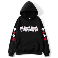 Alice In Borderland Hoodies for Men Women Characters Cards Autumn Winter Fleece Streetwear XXXL black