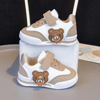 Autumn 2026 Baby Walker Shoes - Cartoon Design, Soft & Breathable Sole for Boys & Girls Size 18 (Inner Length 12.5 CM) chaki