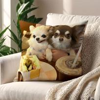 Cute Chihuahua P-Puppy cushion cover For Pillow Printing Sofa Decoration Home Car Room Coffee Shop Office Nordic Simplicity 30cmx30cm gray