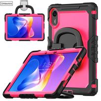 For Xiaomi Redmi Pad 2 Pad2 11 Inch 2025 Heavy Duty Rugged Tablet Case Rotation Pull Ring Stand Strap Shockproof PC Cover Funda Redmi Pad2 11 inch ryškiai rožinė