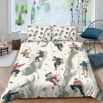 3D Rock Climbing Duvet Cover Sport Bedding Super King Bed Set, Soft Microfiber Comforter Cover Printed With Zipper Quilt Cover 150 × 200CM&Duvet Cover